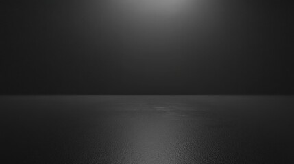 Poster - A minimalistic dark scene with a reflective surface and soft light from above.