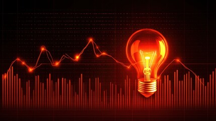 Poster - Creative Concept of Business Innovation with Light Bulb and Data Analytics Graph Representing Growth and Ideas in a Digital Environment