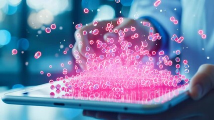 Poster - Advanced Technological Innovations Showcasing Holographic Projections and Digital Interactions in a Contemporary Setting