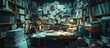 © Sunshine - Cozy Home Office with Overwhelming Paperwork and Books Creating a Cluttered Yet Productive Workspace Ambiance