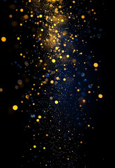 Wall Mural - bokeh defocused gold abstract lights background. dispersion of golden lights rays on black backgroun