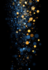 Wall Mural - bokeh defocused gold abstract lights background. dispersion of golden lights rays on black backgroun