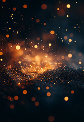 Wall Mural - bokeh defocused gold abstract lights background. dispersion of golden lights rays on black backgroun