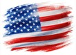 © sanom - An abstract artwork featuring brush strokes of the American flag, showcasing red, white, and blue colors, perfect for patriotic home and office decor.