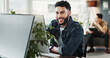 © Clement C/peopleimages.com - Computer, smile and web development with man in creative workplace for coding or design. Cybersecurity, programming and system infrastructure with happy employee person in office as website developer