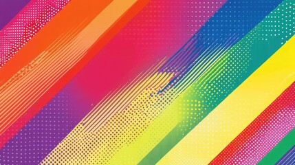 Aufkleber - Vibrant rainbow hues with TV static and bold geometric patterns, creating an abstract backdrop. 