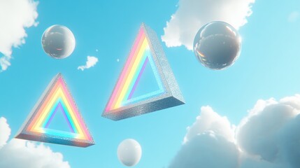 Aufkleber - Vibrant static rainbow effect with angular geometric shapes cutting through the screen. 