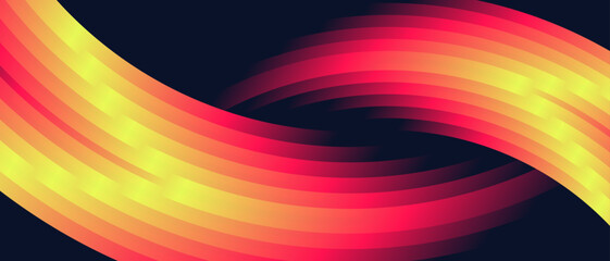 Poster - vector geometric wave abstract background in gradient colors
