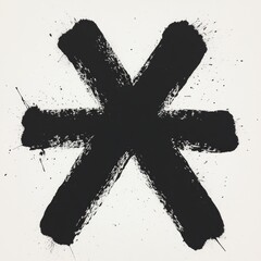 Poster - Abstract black ink asterisk symbol on white background.