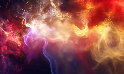 abstract cosmic nebula with vibrant colors and swirling textures.