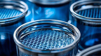 Poster - Detailed Close up Photograph of a Water Filter Cartridge Highlighting its Fine Mesh and Activated Carbon Layers Designed to Purify Water and Promote Clean Water Technology Solutions