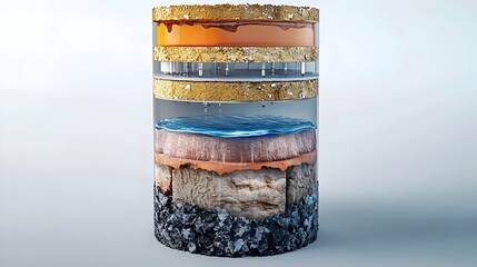 Poster - intricate close up view of the material layers within a reverse osmosis filter highlighting the adva