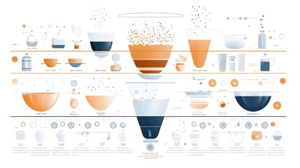 Poster - detailed infographic of innovative water filter structure showcasing distinct layers including carbo