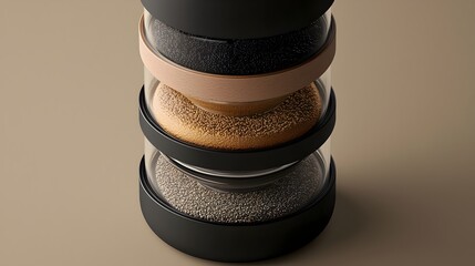 Poster - minimalist and clean vertical cutaway infographic displaying the layers of carbon sand and sediment 
