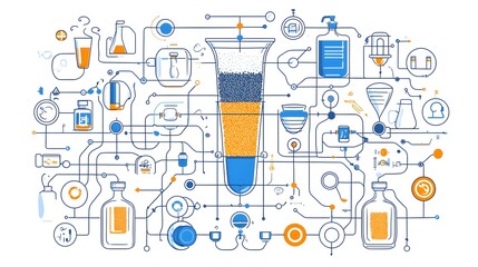 Poster - detailed schematic infographic of water filter structure showcasing distinct layers including carbon