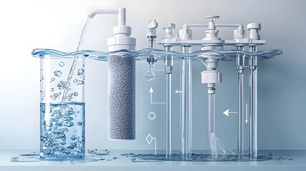 Poster - detailed infographic showcasing the cross section and components of a water system including sand ca