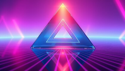Poster - Triangular Light Design with Pink and Blue Radiance on Reflective Surface