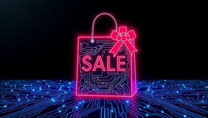Poster - Tech-Inspired Shopping Bag for Cyber Monday and Black Friday Deals