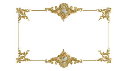 Wall Mural - decorative golden vintage frames, golden baroque frame on transparent background.