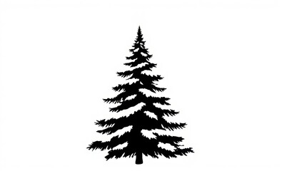 a black and white drawing of a christmas tree with snow on it christmas tree silhouette illustration