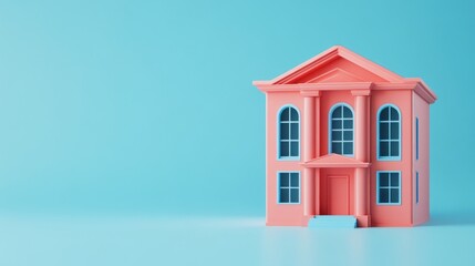 Poster - A stylized, colorful house model against a blue background, showcasing modern design.