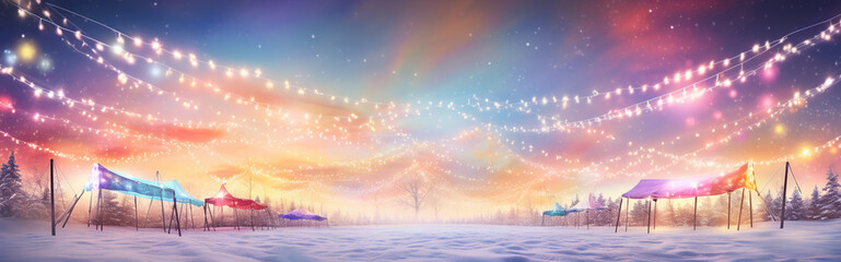 Wall Mural - winter fest fairy lights header