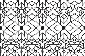 Poster - A black and white image of a pattern of stars and diamonds