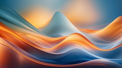 Wall Mural - An abstract background featuring smooth flowing gradients of orange and blue hues