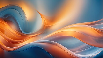 Wall Mural - An abstract background featuring smooth flowing gradients of orange and blue hues