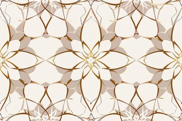 Poster - A pattern of flowers and leaves in gold and white
