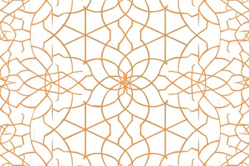 Poster - A pattern of orange and white lines and shapes