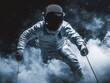 © DudeDesignStudio - Astronaut skiing in space, dramatic fog and stars.