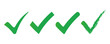 © Anzhela - Set of different green checkmark icons on isolated background. Tick collection. Vector.