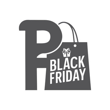 Modern black silhouette logo for Black Friday, modern and minimalist logo, vector silhouette design for Black Friday, creative logo, vector icon, Design template for Black Friday sale banner, 