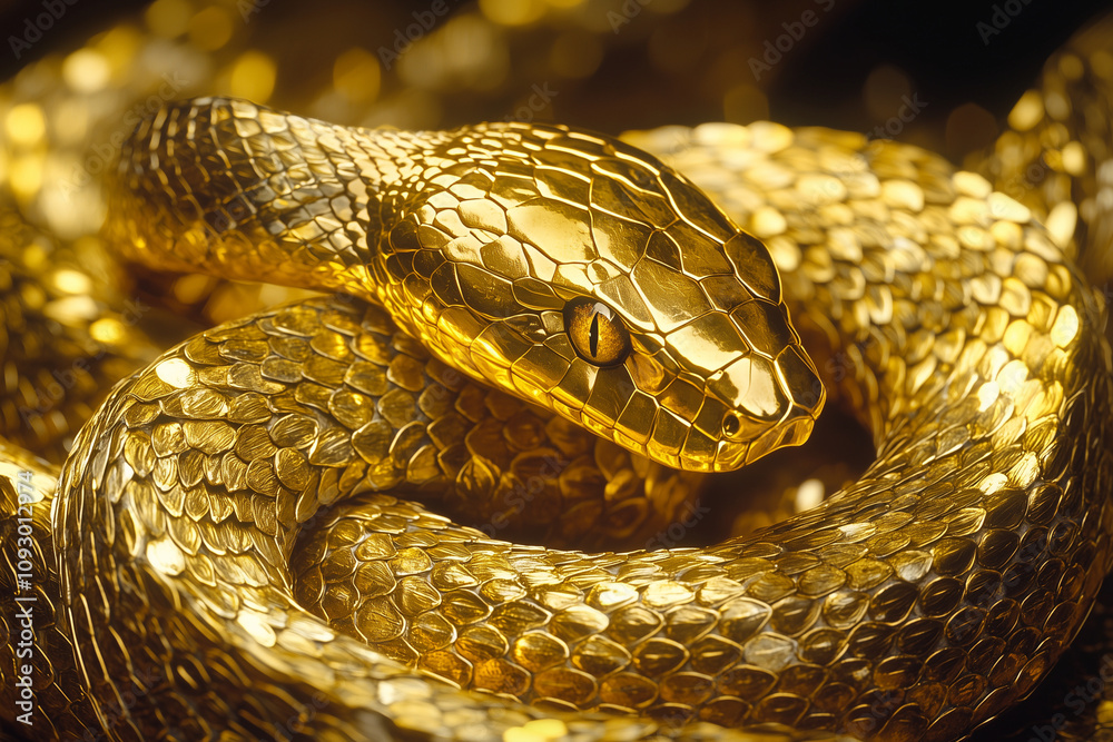 metal golden snake symbol of 2025 according to the traditional eastern ...
