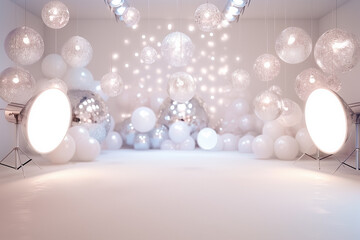 Poster - Chic studio with light orbs and soft lighting, perfect for art projects and photo shoots