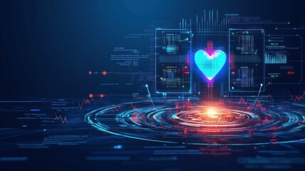 Aufkleber - Digital Heart Health Monitoring System Interface Display