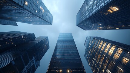 Leinwandbilder - Cutting Edge Blockchain Powered Digital Ecosystem with Futuristic Skyscrapers Illuminating the Night Sky  A of a Decentralized Secure and Innovative Fintech Technology