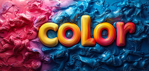 Poster - 3D Color Palette Gradient with Circular Font Text for Commercial Use