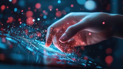 Poster - Fingertip Interacting With Futuristic Digital Interface