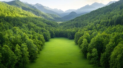 Poster - Lush green forest with tall trees reaching toward the sky showcasing the natural beauty and biodiversity of the woodland ecosystem
