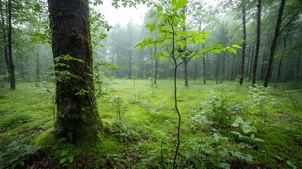 Leinwandbilder - Captivating forest scene showcasing the intricate and diverse natural textures patterns and vegetation that characterize a thriving lush ecosystem