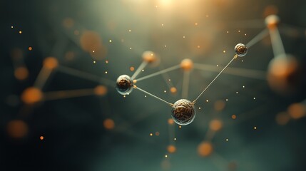 Poster - Intricate 3D Illustration of Hydrogen Atoms and Molecular Structures Highlighting Atomic Interactions and Connections in a Science-Focused Visualization