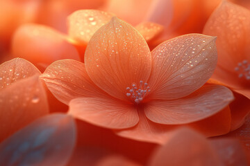 Aufkleber - A minimalist composition of orange glass petals fanned out in a dynamic, radiant design,