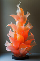 Aufkleber - A dramatic display of orange glass petals arranged asymmetrically, creating a bold and modern abstract piece,