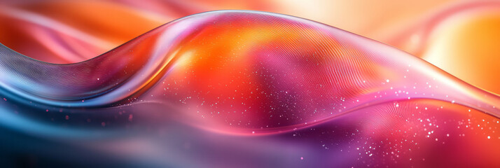 Aufkleber - A dynamic arrangement of fluid glass curves with gradient colors, softly blurred for a surreal effect,