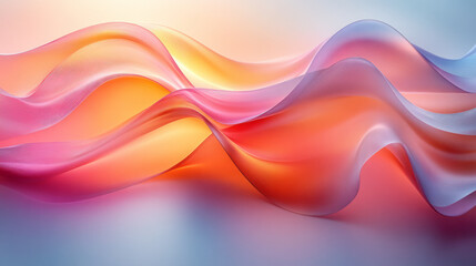 Aufkleber - Abstract curved shapes of translucent gradient glass, glowing delicately with a smooth, soft focus,