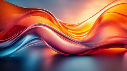 Aufkleber - An abstract arrangement of gradient glass arcs, softly glowing and blending seamlessly into one another,
