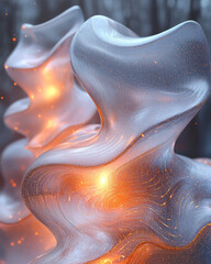 Aufkleber - A futuristic interpretation of curved gradient glass layers, rendered with smooth textures and soft focus,