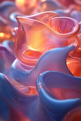 Poster - A minimalist display of vibrant glass waves with an organic flow, creating a bold abstract centerpiece,